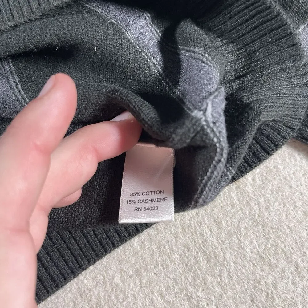 Banana Republic Cotton Cashmere Sweater Mens Large Blue Gray Striped
